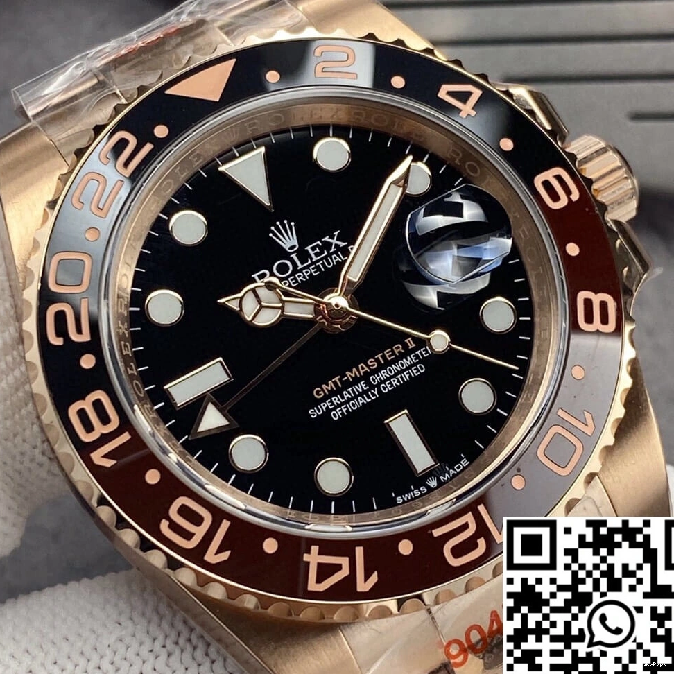 Rose GM 126715CHNR-0001 Master GMT Factory II Gold Dial Rolex Black 0906